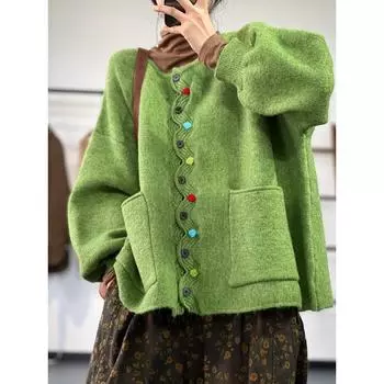 Зимние большие размеры, осенние женские однотонные свитера на пуговицах, куртка, вязаная мода, свободный кардиган в повседневном стиле, свободный свитер больших размеров One Size детские розовый