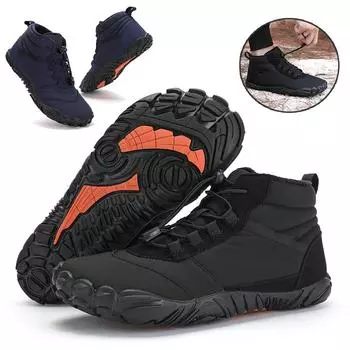 Зимние босиком зимние ботинки для мужчин и женщин, теплая хлопковая обувь, уличная походная обувь, высокие ботильоны, большие размеры 47, мужские кроссовки 36 чёрный