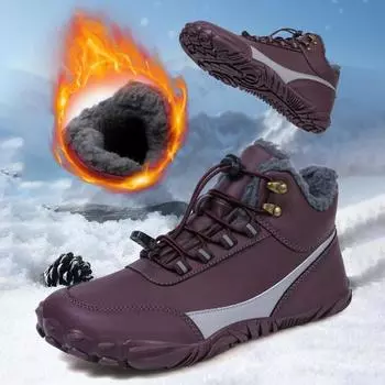 Зимние босые ботинки женские зимние ботинки для снега женские мягкие теплые ботинки для лодыжек нескользящие водонепроницаемые походные ботинки 41 красный