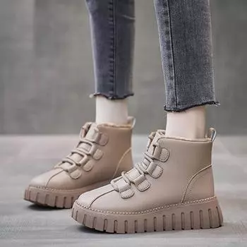 Зимние ботильоны для женщин 2022 Тренд Плюс Бархат Теплые снежные ботинки Женские квартиры Комфорт Зимние спортивные кроссовки 35