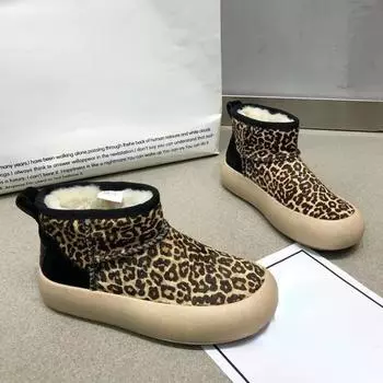 Зимние ботильоны для женщин Повседневная теплая хлопчатобумажная обувь Комфорт Ходьба Квартиры Снежные сапоги 35