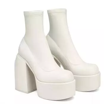 Зимние ботильоны Модные Ботинки Круглый Носок Высокий Каблук Женская Обувь Распродажа Высокое Качество Прочная Прошивка Лаконичные Женские Ботинки 35