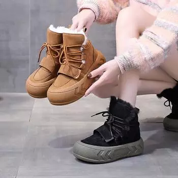 Зимние ботильоны женские с мехом на шнуровке на платформе женские кроссовки теплые зимние ботинки дизайнерские короткие ботинки 35 коричневый