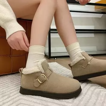 Зимние ботинки 2024 года, новые классические ботинки большого размера для пары, нескользящие, водонепроницаемые, с ворсом, утолщенные, с низкой трубкой, из хлопка 35 малиновый