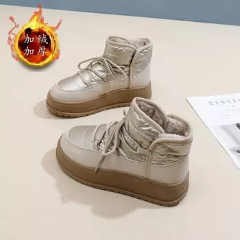 Зимние ботинки 2024 года, новые утолщенные бархатные туфли для папы, повседневные, теплые, универсальные, модные туфли из хлопка на платформе K2905 35 хаки