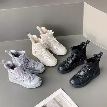 Зимние ботинки 2024 года, женские зимние ботинки, женские теплые хлопковые ботинки «Челси», водонепроницаемые нейлоновые ботинки на шнуровке и платформе, спортивная одежда для лыж 35