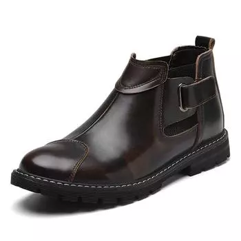 Зимние ботинки челси, мужские кожаные ботинки, мужские ботильоны, модная брендовая мужская обувь 2024 года, классические туфли на платформе, ретро-обувь-броги 38