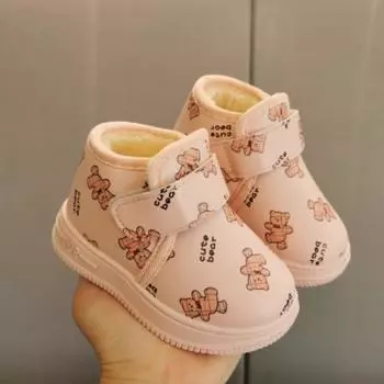 Зимние ботинки для детей, детские нескользящие ботинки для ходьбы, зимние детские ботинки с мягкой подошвой, удобные теплые зимние ботинки для девочек, ботильоны для мальчиков 22 розовый