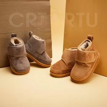 Зимние ботинки для девочек, две хлопковые туфли, термообувь для мальчиков, короткие бархатные ботинки для малышей, зимняя обувь с мягкой подошвой 19