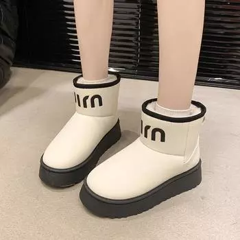 Зимние ботинки для девочек. Толстые теплые сапоги из искусственного меха. Мягкая подошва, нескользящие ботинки. 36 хаки