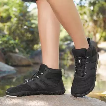 Зимние ботинки для мужчин и женщин Snow BareFoot Outdoor Нескользящие теплые меховые кроссовки Ботильоны водонепроницаемые альпинистские походные ботинки 36 белый