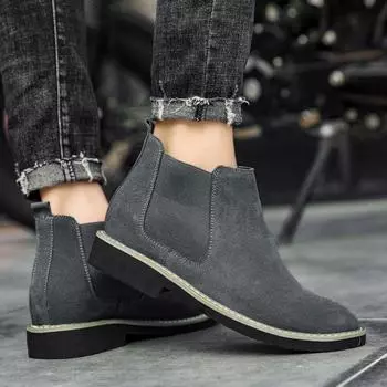 Зимние ботинки для мужчин, роскошные бренды, удобная деловая мужская обувь, износостойкие осенние повседневные кожаные бархатные ботинки челси 37 чёрный