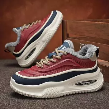 Зимние ботинки для мужчин, сохраняющие тепло, хлопковая обувь, походная обувь, плюшевые теплые высокие ботинки, мужские кроссовки 39 чёрный