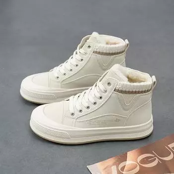 Зимние ботинки для отдыха на природе Женские ботильоны Теплые плюшевые зимние женские туфли повседневные кроссовки на плоской подошве Женские короткие ботинки на шнуровке 35 чёрный