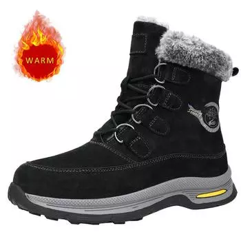 Зимние ботинки для снега 2024 года, мужские хлопковые ботинки, теплые плюшевые, устойчивые к холоду, высокие ботинки для мужчин, высокие ботинки для активного отдыха, бесплатная доставка 38