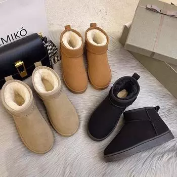 Зимние ботинки для снега, большие размеры, зимние, с плоским дном, короткие, хлопковые, из толстого бархата, теплые, женские, 36-42 36 чёрный