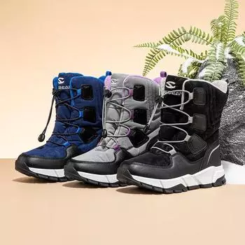 Зимние ботинки для снега для мальчиков, флисовые, толстые, флисовые, короткие ботинки для девочек, походная теплая хлопковая обувь 26