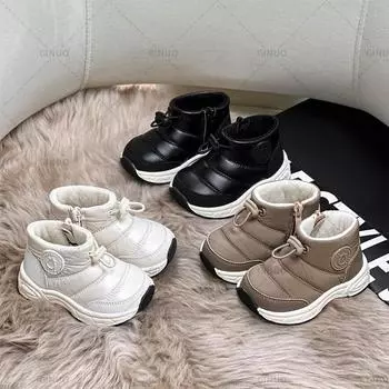 Зимние ботинки для снега, кирзовые, хлопковые, для девочек, флисовые, для мальчиков 18