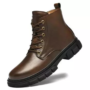 Зимние ботинки для снега Мужские теплые зимние высокие ботинки Martin Универсальные ботинки первого слоя из воловьей кожи с бархатом Ботинки Martin большого размера 38