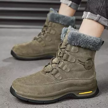 Зимние ботинки для снега, супертеплые плюшевые мужские ботинки, высокие мотоциклетные ботинки, кроссовки для активного отдыха, нескользящие мужские походные ботинки, большой размер 46 38 серый