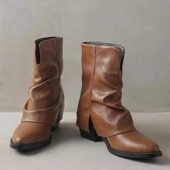 Зимние ботинки для снега Женские ботильоны Брендовые дизайнерские кожаные готические туфли Модные осенние туфли на толстом каблуке Роскошные туфли-лодочки Zapatos Mujer 35