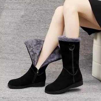 Зимние ботинки для снега Женские ботинки Утепленные ботинки Martin с подкладкой Нескользящие теплые хлопковые ботинки с боковой молнией 35 чёрный