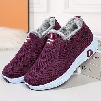 Зимние ботинки для женщин, нескользящие мокасины с подкладкой из искусственного меха, удобные короткие ботинки до щиколотки, женские повседневные теплые кроссовки для бега и тренировок 36