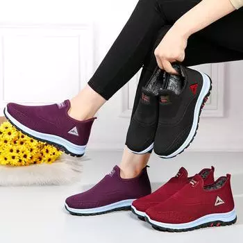 Зимние ботинки для женщин, нескользящие мокасины с подкладкой из искусственного меха, удобные короткие ботинки до щиколотки, женские повседневные теплые кроссовки для бега и тренировок 36