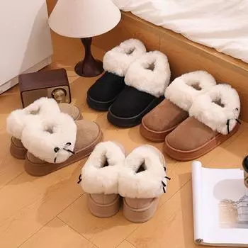 Зимние ботинки для женщин с подкладкой из искусственного меха, короткие тапочки, удобные пушистые домашние туфли для улицы и дома, женские нескользящие теплые ботинки на платформе 36-37 армия зеленый