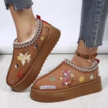 Зимние ботинки для женщин, теплые зимние женские, толстые подошвы, без каблука, покрытые волосами, полутапочки, повседневные хлопковые тапочки Zapatos Mujer 36 зелёный