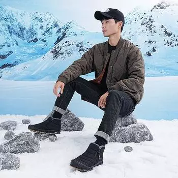 Зимние ботинки для зимы, модели для отдыха на природе, модели для пар, повседневная обувь для пешего туризма, хлопковая обувь, нескользящая, водонепроницаемая, мягкая, теплая обувь 36 чёрный