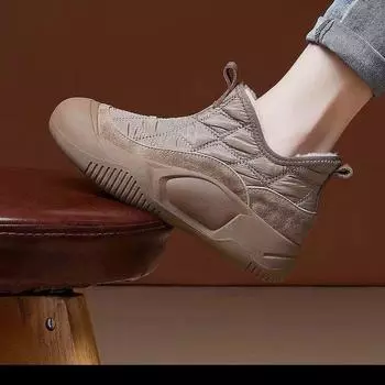 Зимние ботинки флисовые утолщенные водонепроницаемые универсальные женские ботинки 2024 зимние короткие ботинки мягкая подошва мягкая поверхность удобная хлопковая обувь 35