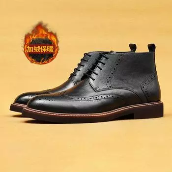 Зимние ботинки Хлопковая обувь Мужские ботинки Martin Кожаные ботинки Tooling Флисовые теплые ботинки Brock 37