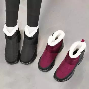 Зимние ботинки из бархата и толстого хлопка, высокие хлопковые ботинки, теплые спортивные ботинки для отдыха на природе 41 чёрный