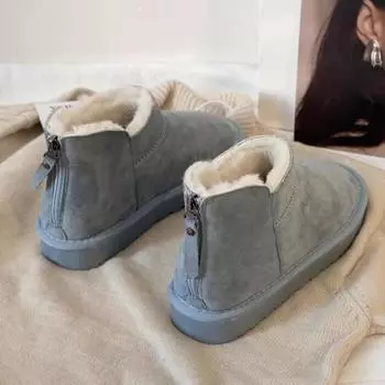 Зимние ботинки из хлопка, женские, зимние, 2024, новые, бархатные, теплые, с плоским дном, нескользящие, модные, универсальные, короткие ботинки для молодежи 45