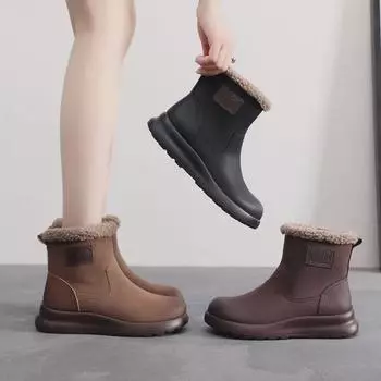 Зимние ботинки из натуральной кожи с нескользящей подкладкой из плюша для женщин — тепло и комфорт зимой для всех возрастов 35 темно-коричневого