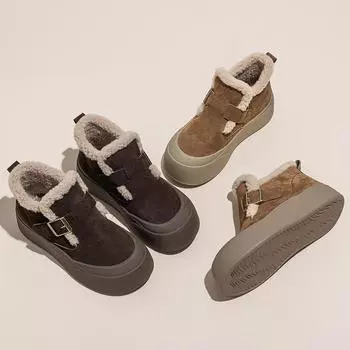 Зимние ботинки Короткие ботинки Толстая подошва Хлопковая обувь 35 кофейный