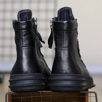 Зимние ботинки Martin мужские кожаные, первый слой коровьей кожи, короткие мужские ботинки, британский бархат, трендовая мужская обувь среднего и высокого верха 39