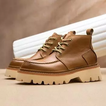 Зимние ботинки Martin мужские высокие кожаные туфли в британском стиле ретро повседневные модные универсальные рабочие ботинки 38 коричневый