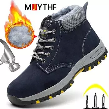 Зимние ботинки, мужская рабочая защитная обувь, неразрушимые рабочие ботинки, защитная обувь, обувь со стальным носком, сварочная обувь, устойчивые к проколам ботинки 43