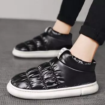 Зимние ботинки мужские 2024 года, теплые и утолщенные, с начесом, северо-восточные, большие, хлопковые, мужские, меховые, с интегрированным хлебом, пожилые 36