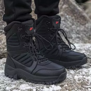 Зимние ботинки Мужские ботинки Осенняя обувь для мужчин Водонепроницаемая обувь Ботильоны больших размеров 39 чёрный