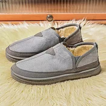 Зимние ботинки мужские классические низкие мужские зимние ботинки без застежек модные простые износостойкие сохраняющие тепло мужские туфли взрывной стиль новые 39 чёрный