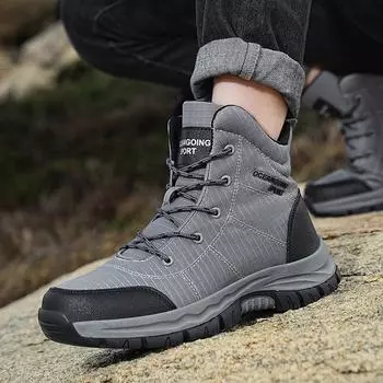 Зимние ботинки мужские кроссовки плюшевые модные высокие скальные охотничьи ботинки ботильоны на шнуровке походные ботинки на открытом воздухе размер 39-48 39