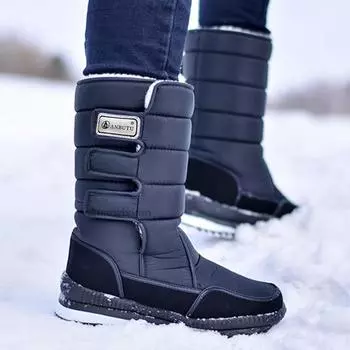 Зимние ботинки мужские нескользящие водонепроницаемые мужские ботинки на платформе зимние ботинки теплые плюшевые хлопковые туфли легкая мужская зимняя обувь 36 чёрный