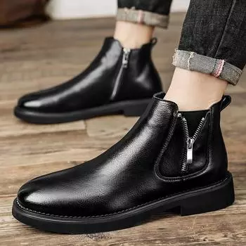Зимние ботинки мужские роскошные брендовые ботинки Chelsea Plus Velvet Boots высококачественные мужские деловые кожаные повседневные ботинки мужские зимние ботинки 38