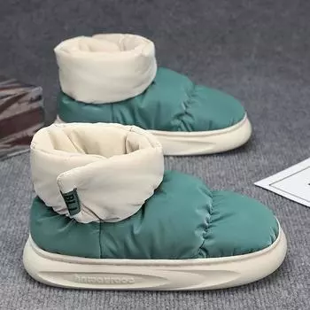 Зимние ботинки мужские зимние 2024 трендовые бархатные теплые хлопковые туфли пара кожаная утолщенная обувь для девочек 36