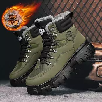 Зимние ботинки мужские зимние меховые теплые повседневные кожаные ботинки на платформе дизайнерские роскошные ковбойские боевые тактические ботинки челси для пешего туризма 39