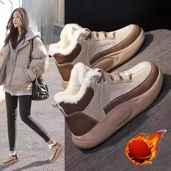 Зимние ботинки на флисовой подкладке, повседневные теплые спортивные зимние ботинки соответствующего цвета 35