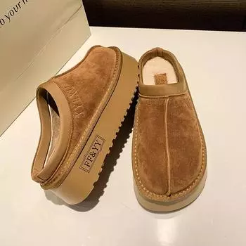 Зимние ботинки на платформе, винтажные модные женские зимние теплые замшевые теплые внутри плюшевые модные женские ботинки на плоской подошве с толстой подошвой 38 коричневый